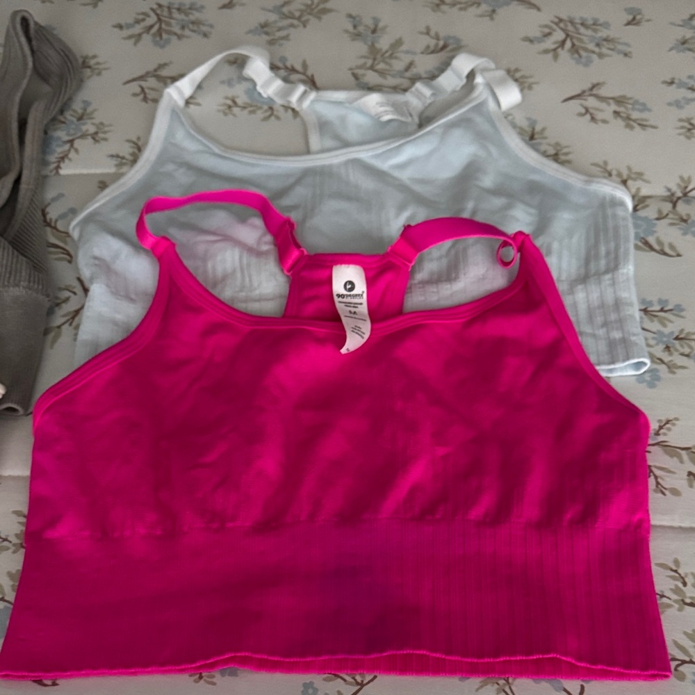 Pink and White Sports Bras